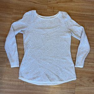 Charter Club Brocade White and Silver Sweater Size S